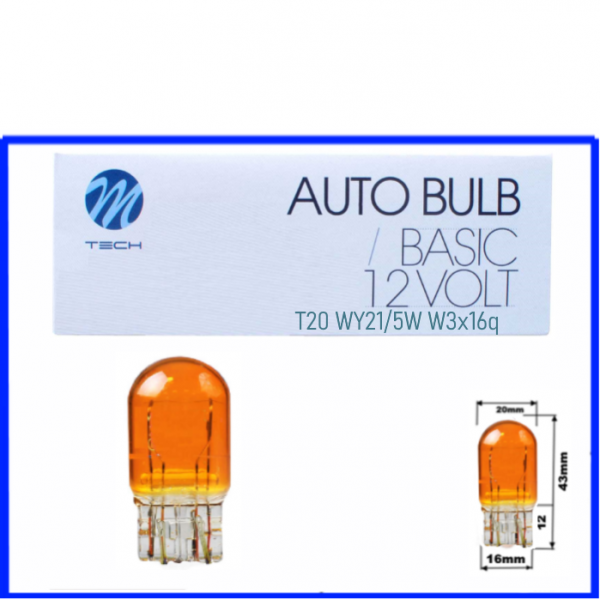 12 Volt 21/5 Watt amber M-Tech Glassockellampe