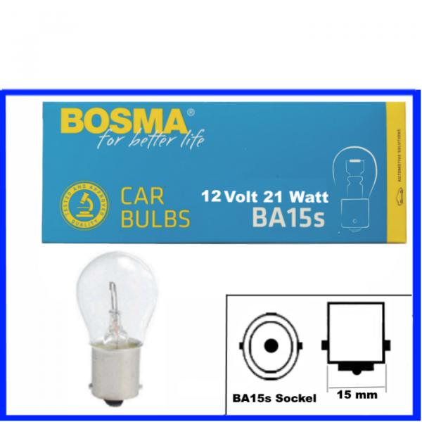 Bosma Kugellampe 12 Volt  21 Watt P21W  BA15s