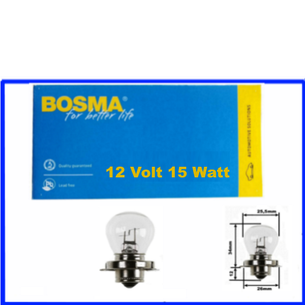 Bosma S3 Glühlampe 12 Volt 15 Watt P26s