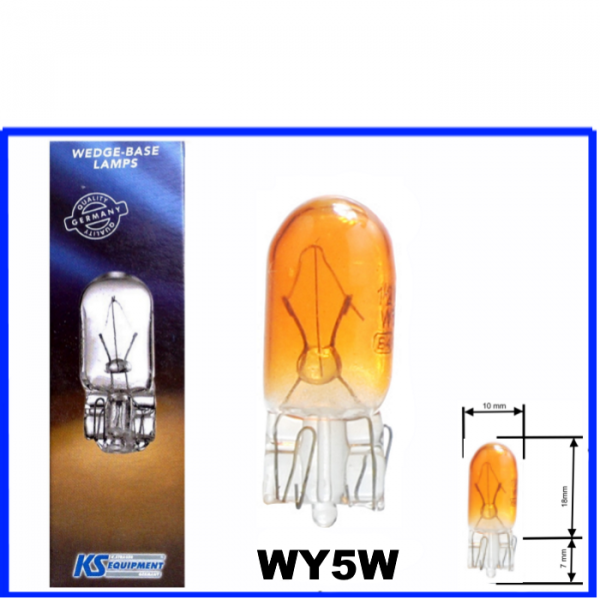 KS Equipment Glassockellampe 12 Volt 5 Watt WY5W T10 amber