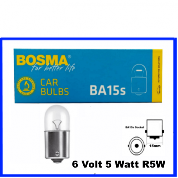 Bosma Kugellampe 6 Volt 5 Watt BA15s R5W