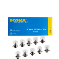 10 Stück Bosma Glühlampe 6 Volt 15 Watt S3 P26s