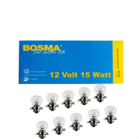 10 Stück Bosma S3 Glühlampe 12 Volt 15 Watt P26s