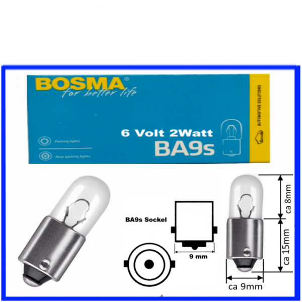 Bosma Kugellampe 6 Volt 2 Watt BA9s