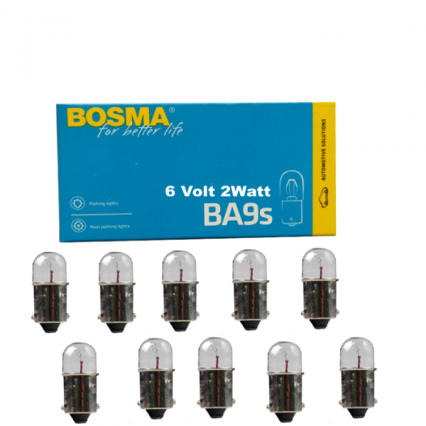 10 Stück Bosma Kugellampe 6 Volt 2 Watt BA9s
