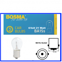 Bosma Kugellampe 6 Volt  21 Watt P21W  BA15s