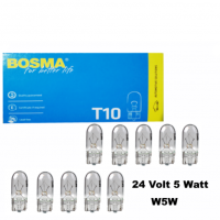 10 Stück Bosma Glassockellampe 24 Volt 5 Watt W5W...