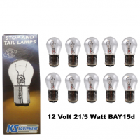 10 Stück KS Equipment Kugellampe 12 Volt 21/5 Watt P21/5W BAY15d