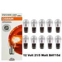 10 Stück Osram Kugellampe 12 Volt 21/5 Watt P21/5W...