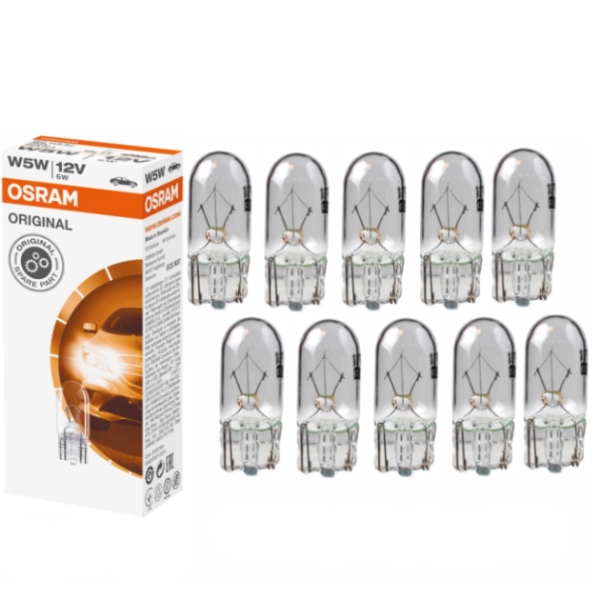 10 Stück Osram Glassockellampe 12 Volt 5 Watt W5W T10 W2,1x9,5d