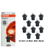 10 Stück Osram Kunststoffsockellampe BAX 12 Volt 1.2...