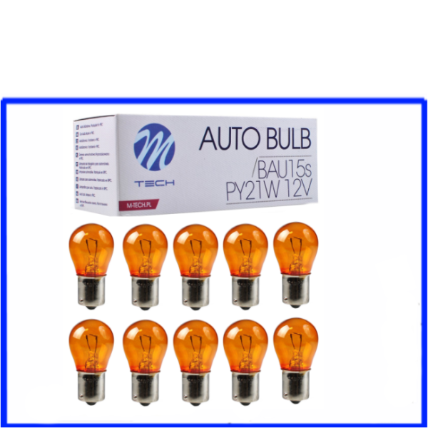 10 Stück M-Tech Kugellampe 12 Volt 21 Watt PY21W BAU15s amber orange